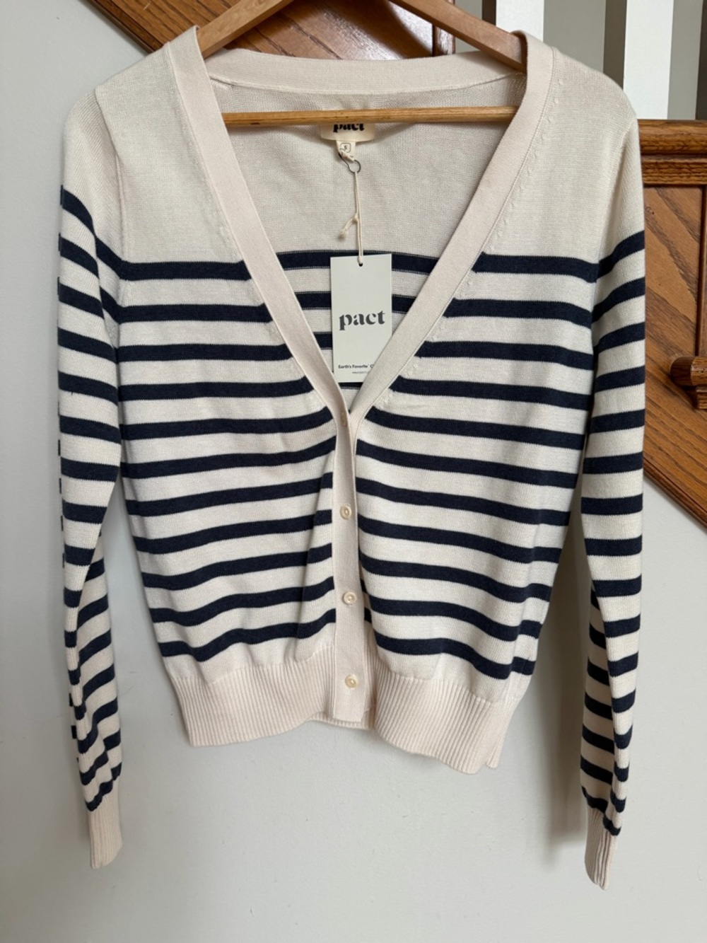 Pact Navy Laguna Stripe Cardigan - Picture 2 of 9